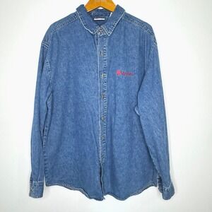 Vintage Mast Denim Shirt Button Front XXL‎ Made in Hong Kong